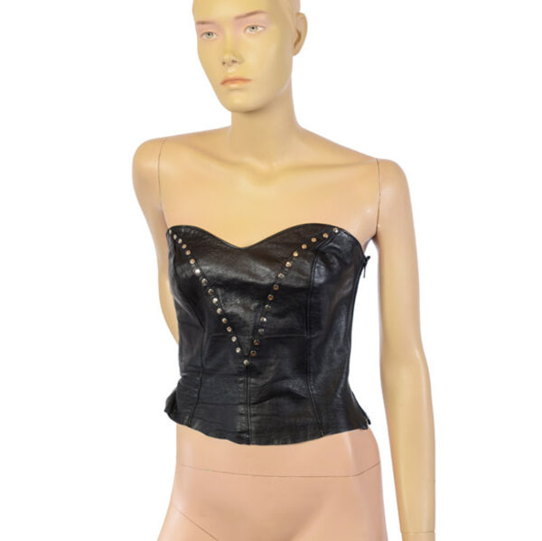 Strapless vintage boobtube top van leer maat S