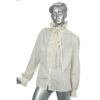 Gestreepte jaren 70 vintage blouse met rouches maat L