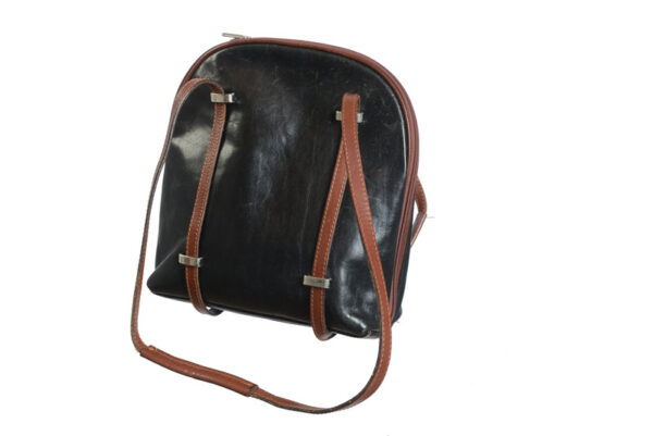 Zwart met bruine vintage handtas - Afbeelding 4