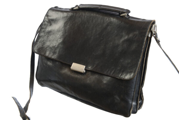 Zwarte leren vintage aktetas leer - Afbeelding 2