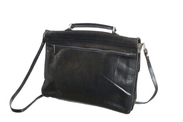Zwarte leren vintage aktetas leer - Afbeelding 4