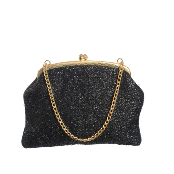 Zwart vintage kniptasje lurex glitter