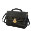 Zwarte leren vintage aktetas / schoudertas - Afbeelding 6