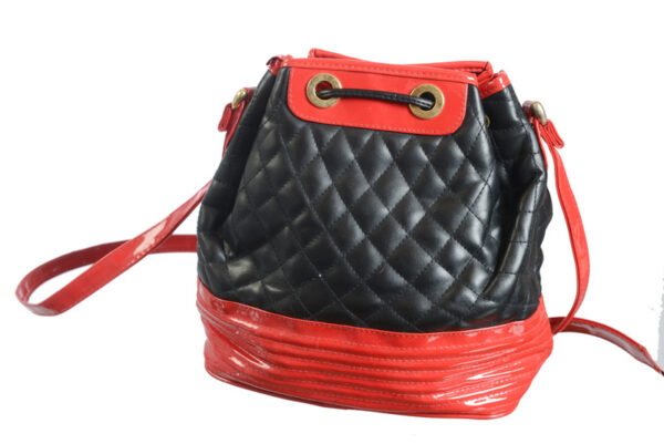 Lak schoudertasje Chanel-look rood zwart - Afbeelding 2