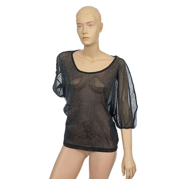 Vintage glittertop met vleermuismouwen maat M-L