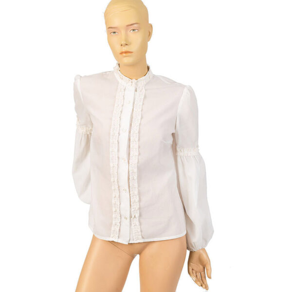 Witte jaren 70 vintage blouse maat S