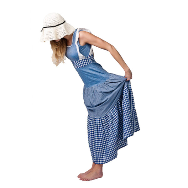 Geruite vintage maxi dress maat XS 34 - Afbeelding 2