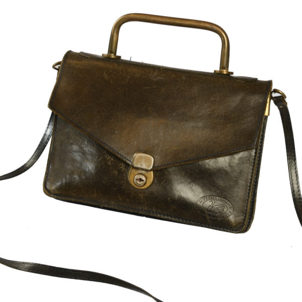 Zwarte leren vintage schoudertas