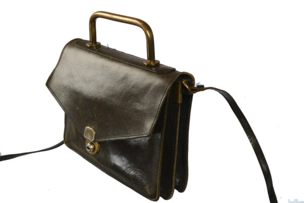 Zwarte leren vintage schoudertas - Afbeelding 4