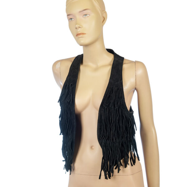 Retro gilet van suede met fringe maat S / M