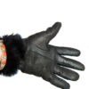 Zwart leren vintage handschoenen met fur maat S - Afbeelding 2