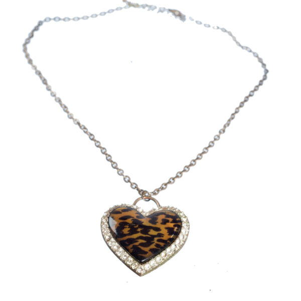 Retro ketting hart met panterprint