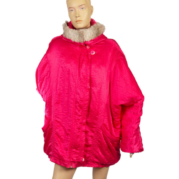 Knalroze jaren 80 vintage (ski) jas maat XXL