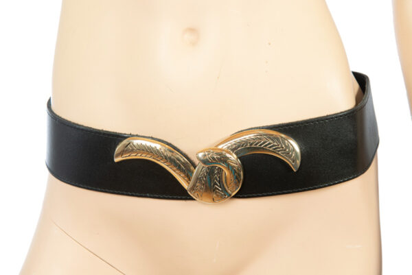 Vintage leren riem met haakgesp - Afbeelding 2