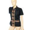 Zwarte vintage top met borduursel maat S