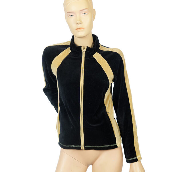 Sportief zwart velours vintage jasje maat S
