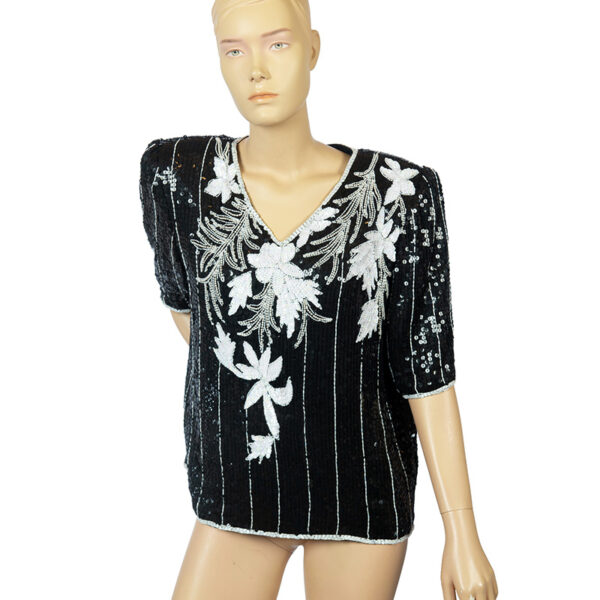 Chique 80's vintage pailletten top maat L