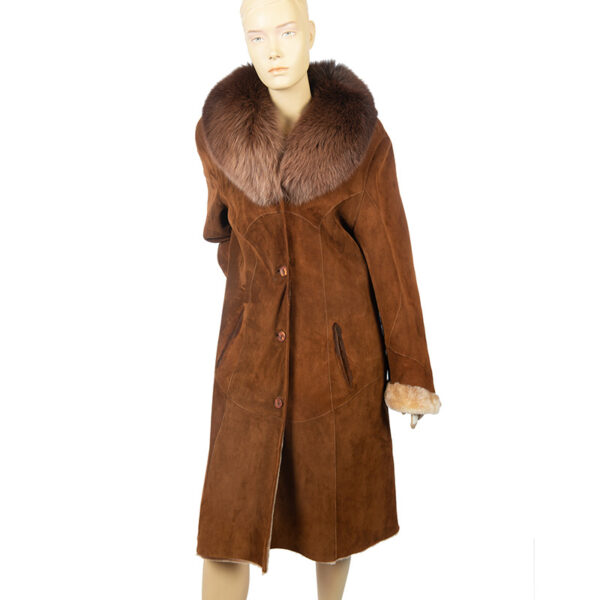 Vintage lammy coat / mantel met bontkraag maat L
